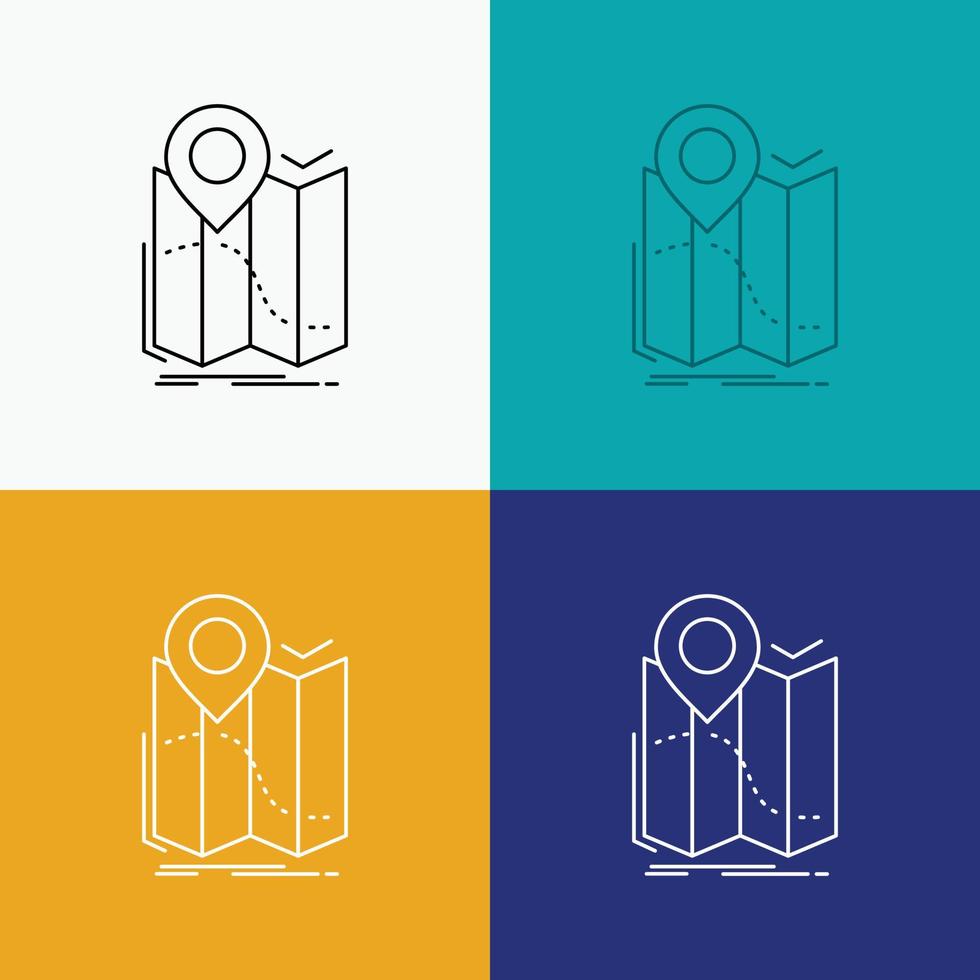 gps. location. map. navigation. route Icon Over Various Background. Line style design. designed for web and app. Eps 10 vector illustration