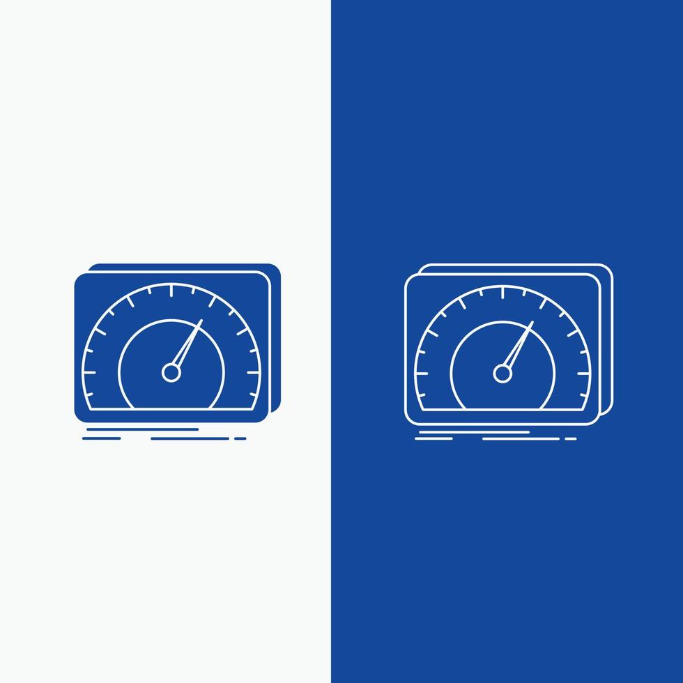 dashboard. device. speed. test. internet Line and Glyph web Button in Blue color Vertical Banner for UI and UX. website or mobile application vector