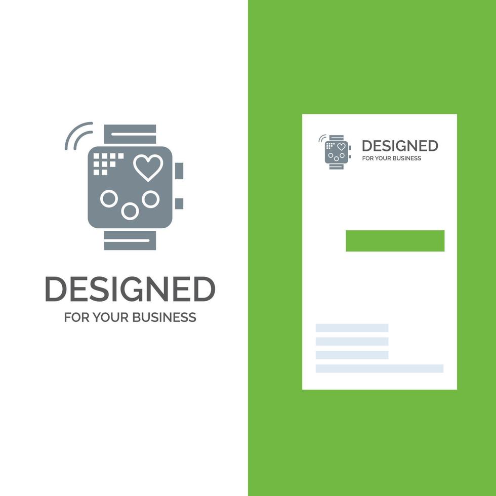 Activity Device Fitness Heartbeat Monitoring Grey Logo Design and Business Card Template vector