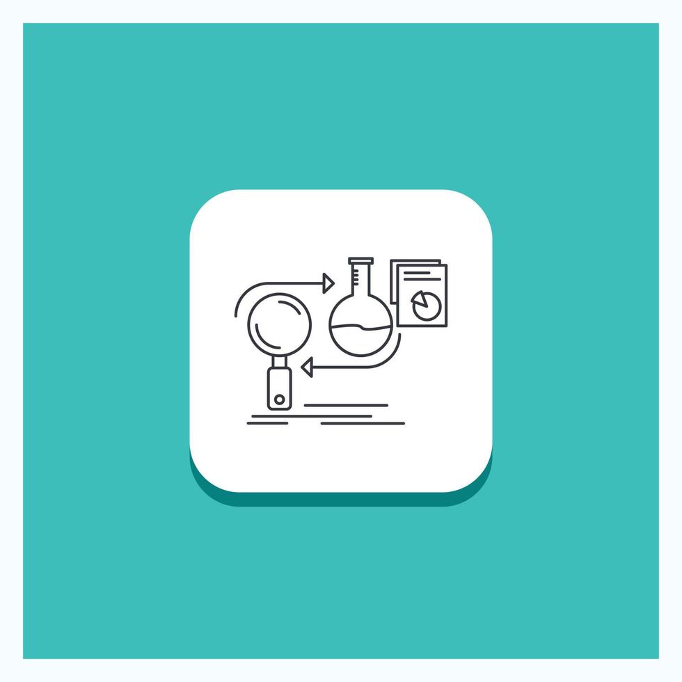 Round Button for Analysis. business. develop. development. market Line icon Turquoise Background vector