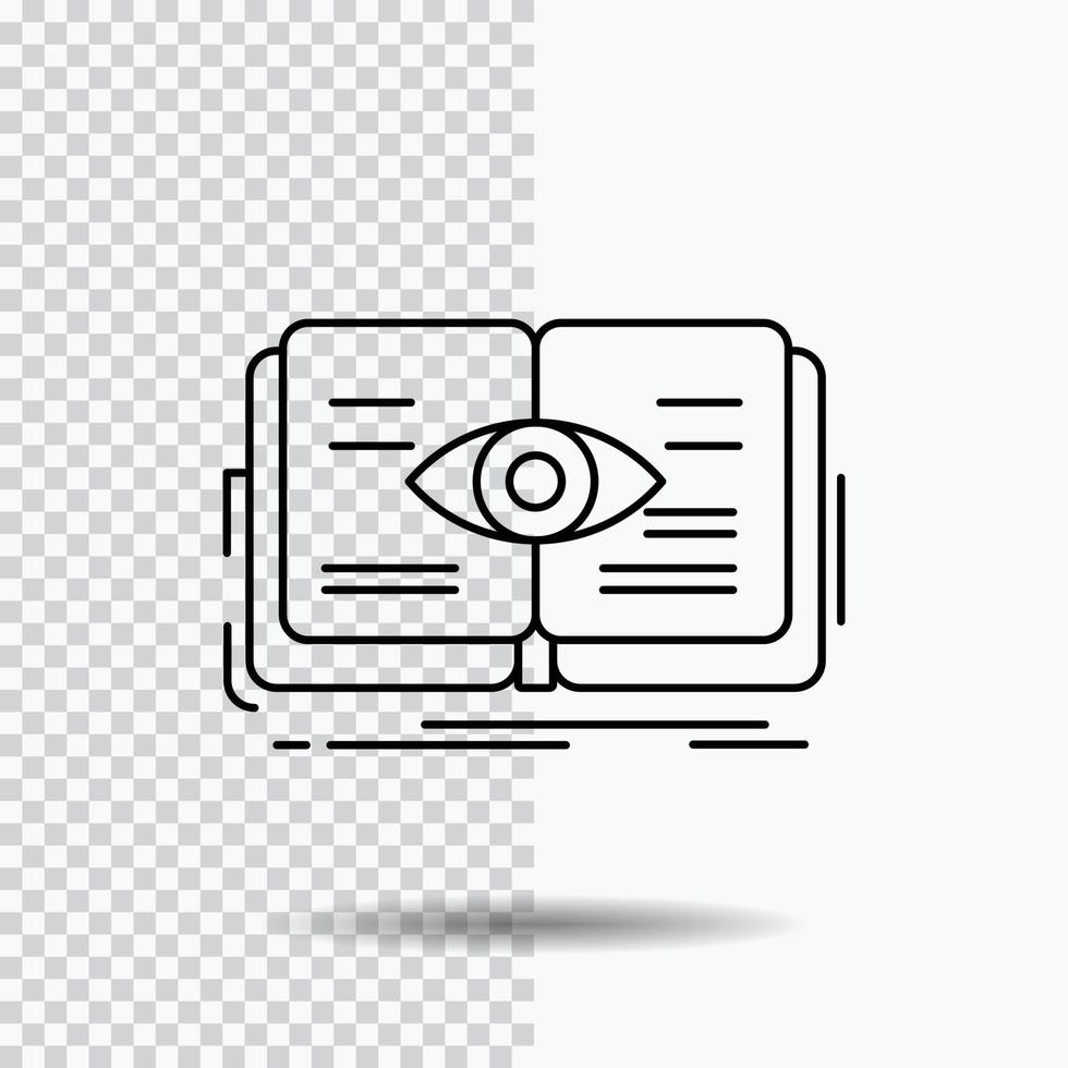 knowledge. book. eye. view. growth Line Icon on Transparent Background. Black Icon Vector Illustration