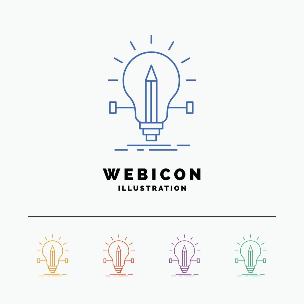 bulb. creative. solution. light. pencil 5 Color Line Web Icon Template isolated on white. Vector illustration