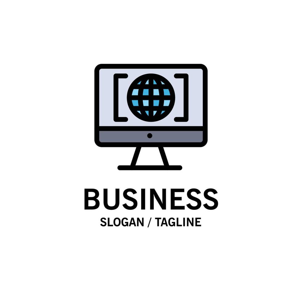 Computer Internet World Big Think Business Logo Template Flat Color vector
