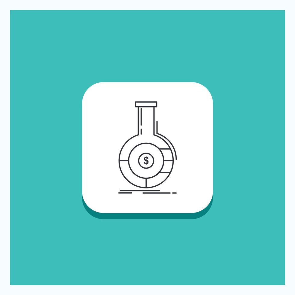 Round Button for Analysis. analytics. banking. business. financial Line icon Turquoise Background vector