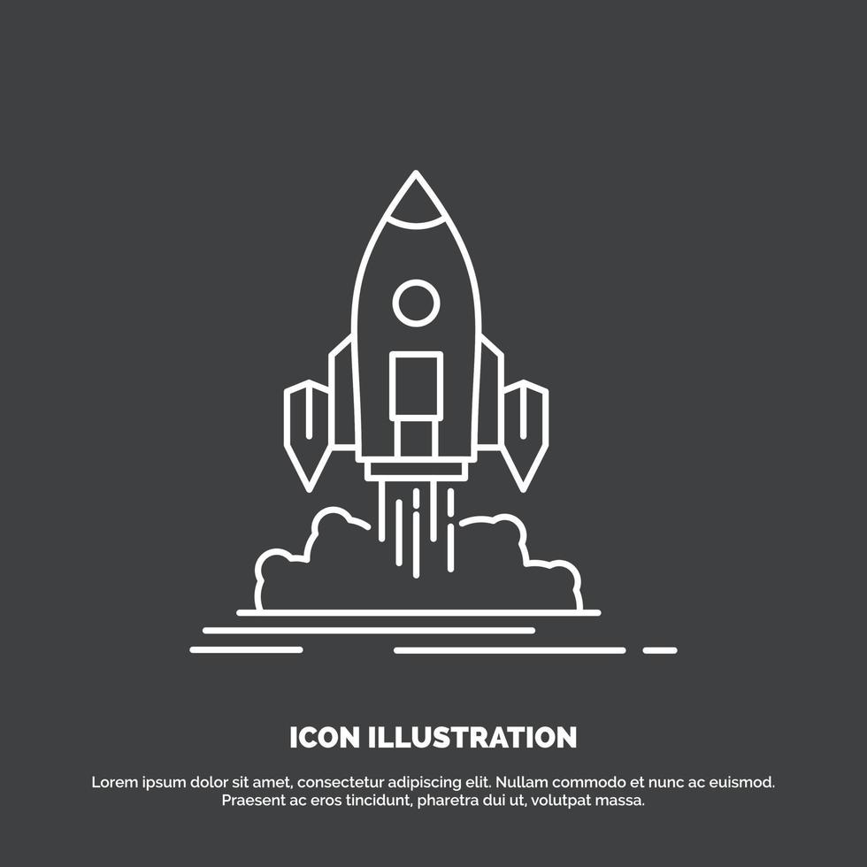 Launch. mission. shuttle. startup. publish Icon. Line vector symbol for UI and UX. website or mobile application