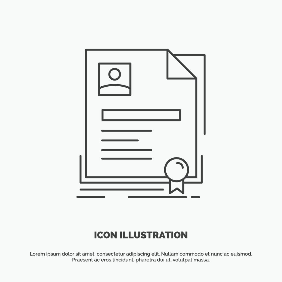 Contract. badge. Business. agreement. certificate Icon. Line vector gray symbol for UI and UX. website or mobile application