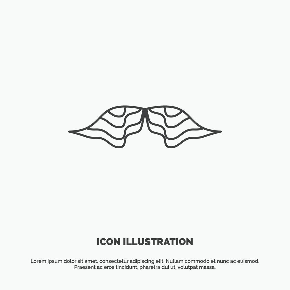 bigote. inconformista. movimiento masculino. icono de los hombres. símbolo gris vectorial de línea para ui y ux. sitio web o aplicación móvil vector