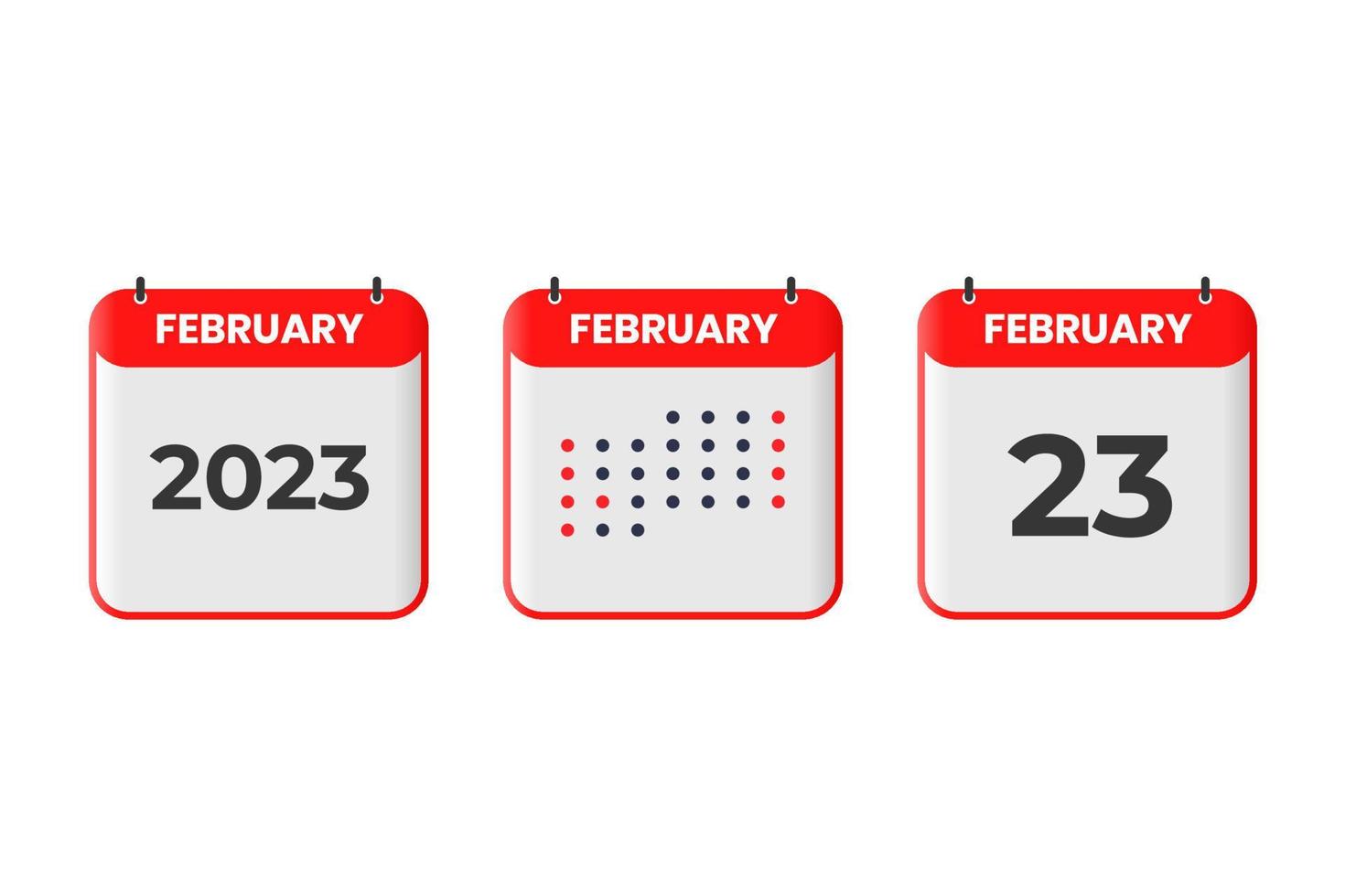 February 23 calendar design icon. 2023 calendar schedule, appointment, important date concept vector