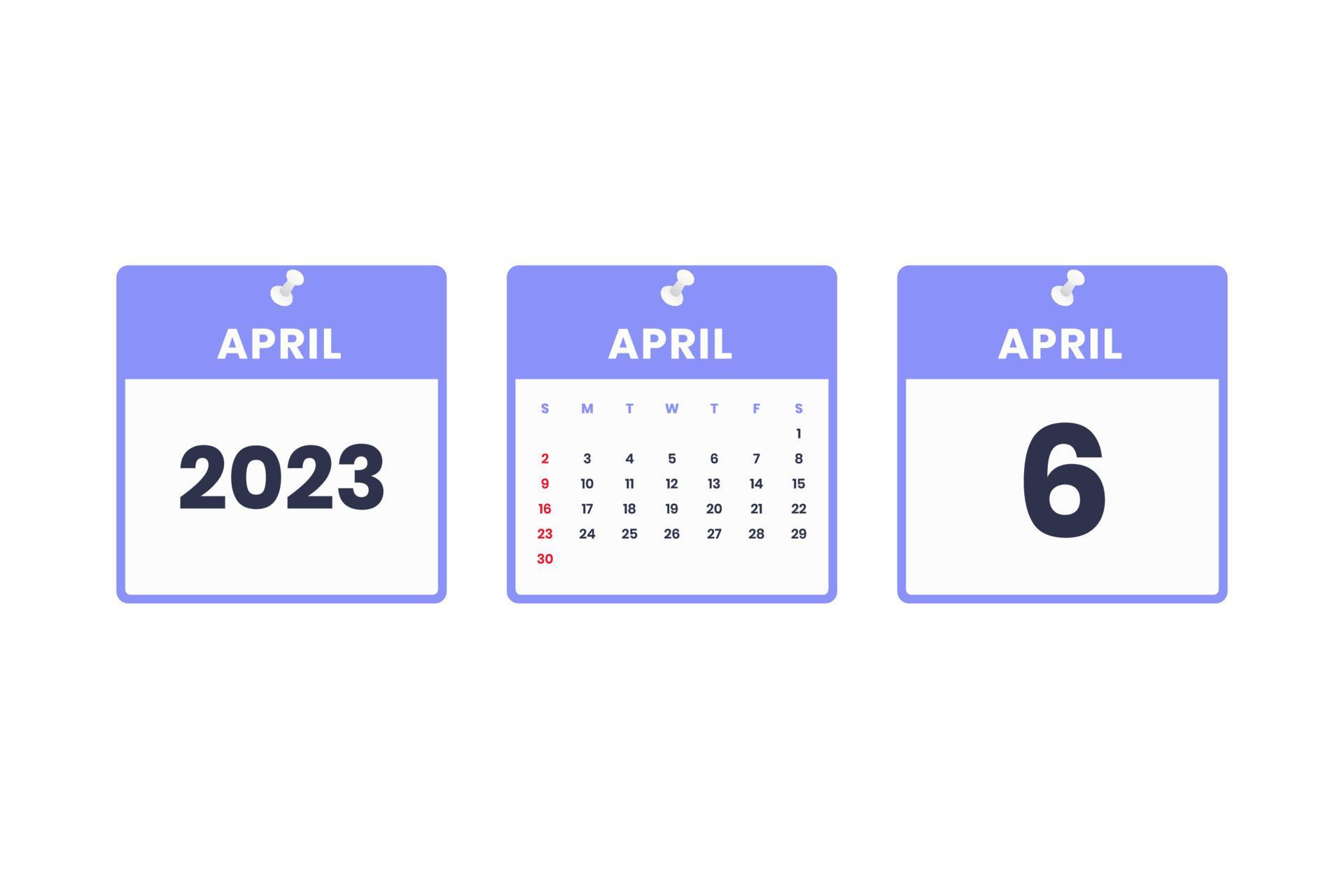 April Calendar Design April 6 2023 Calendar Icon For Schedule april-calendar-design-april-6-2023-calendar-icon-for-schedule