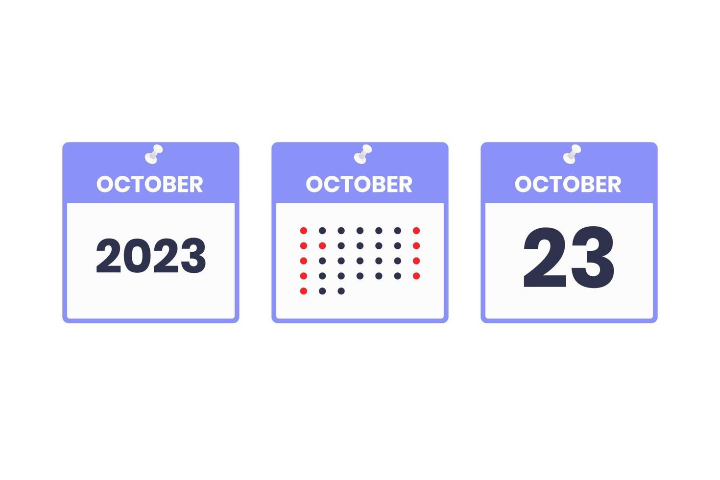 October 23 calendar design icon. 2023 calendar schedule, appointment, important date concept vector