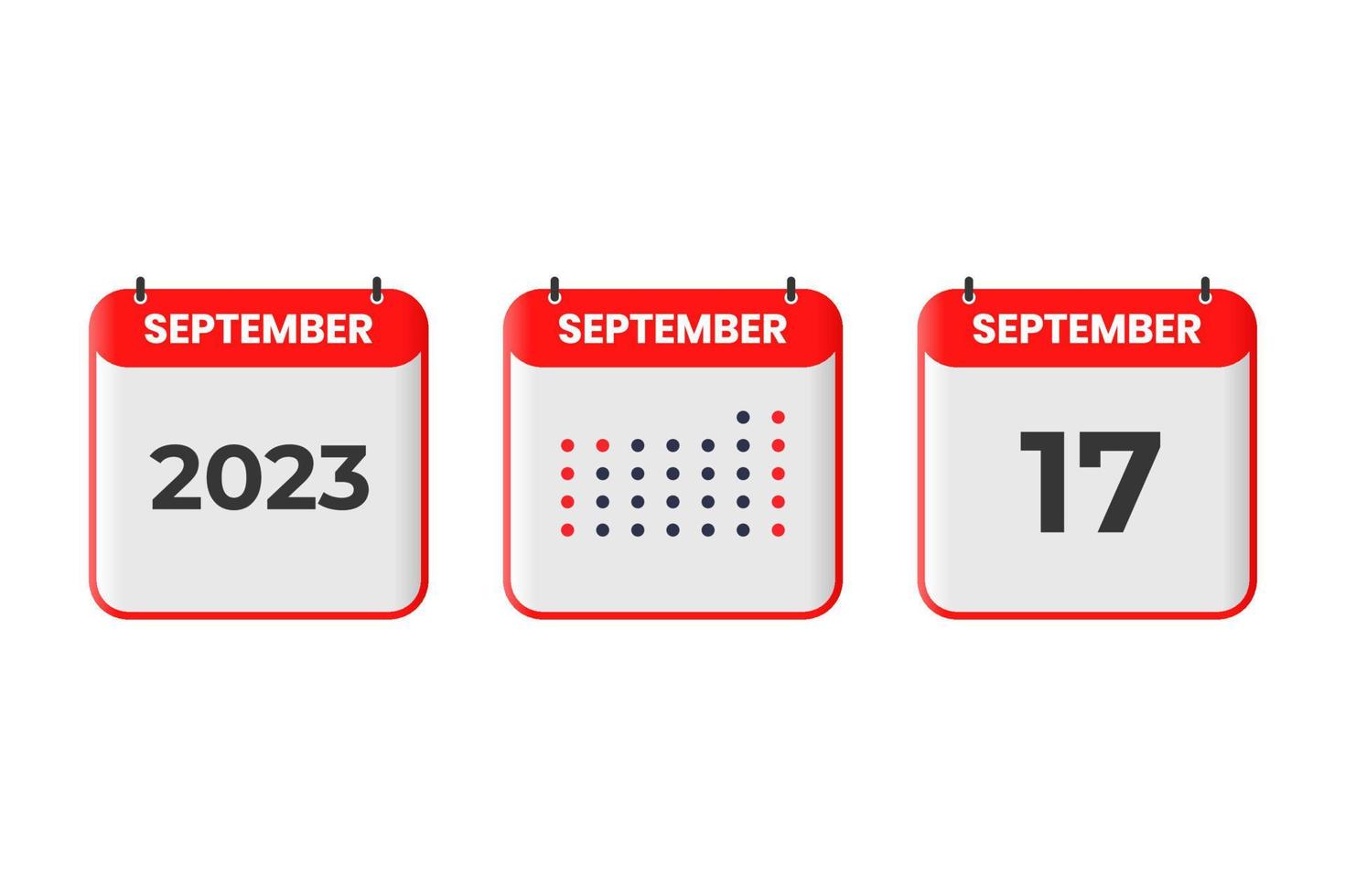 September 17 calendar design icon. 2023 calendar schedule, appointment, important date concept vector