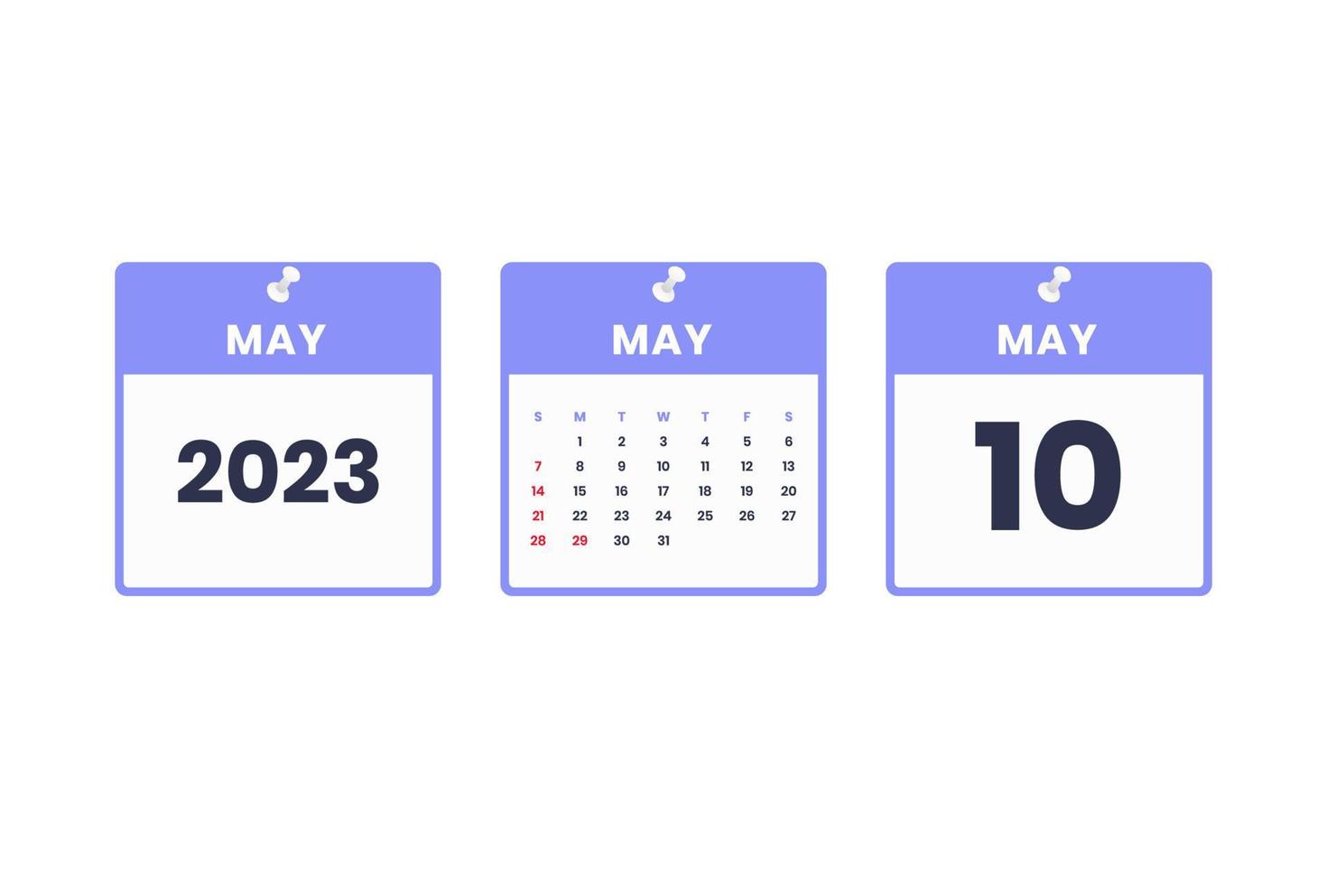 May calendar design. May 10 2023 calendar icon for schedule, appointment, important date concept vector