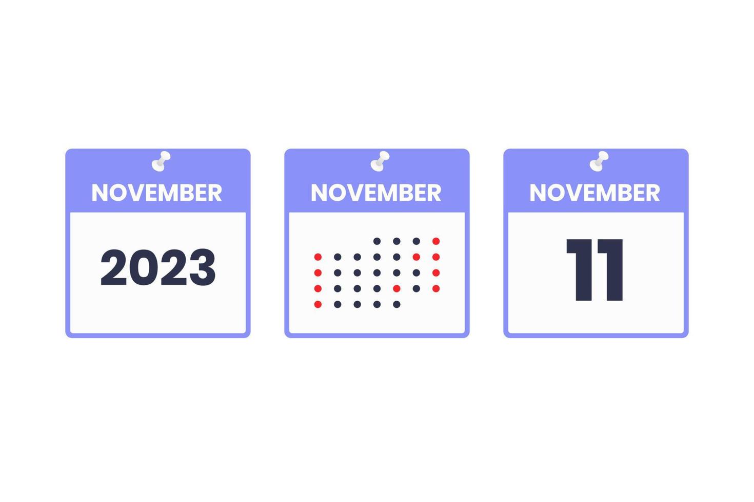 November 11 calendar design icon. 2023 calendar schedule, appointment, important date concept vector