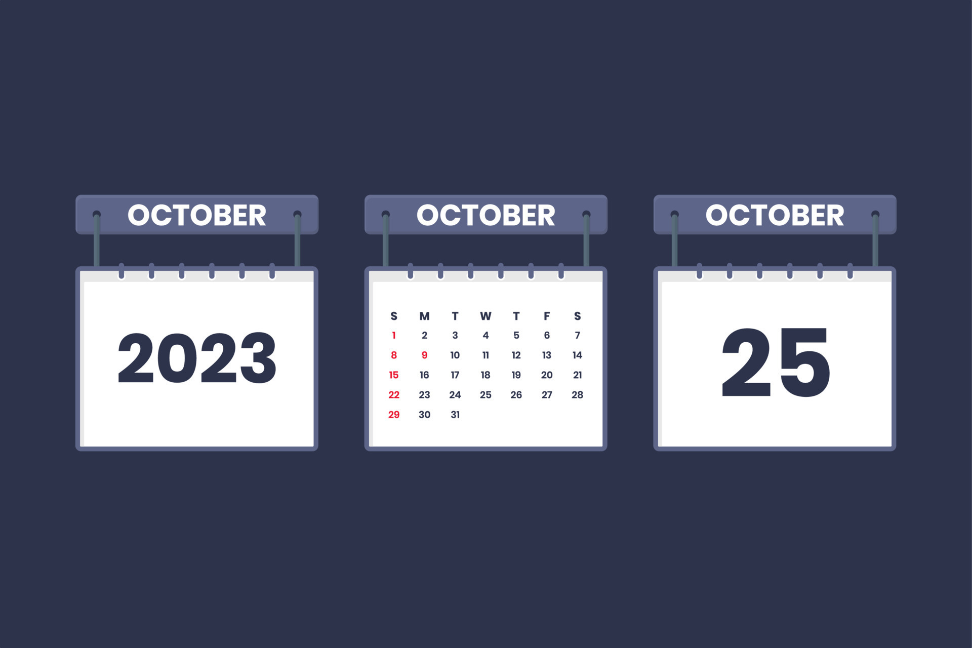 25 October 2023 calendar icon for schedule, appointment, important date concept 13016701 Vector