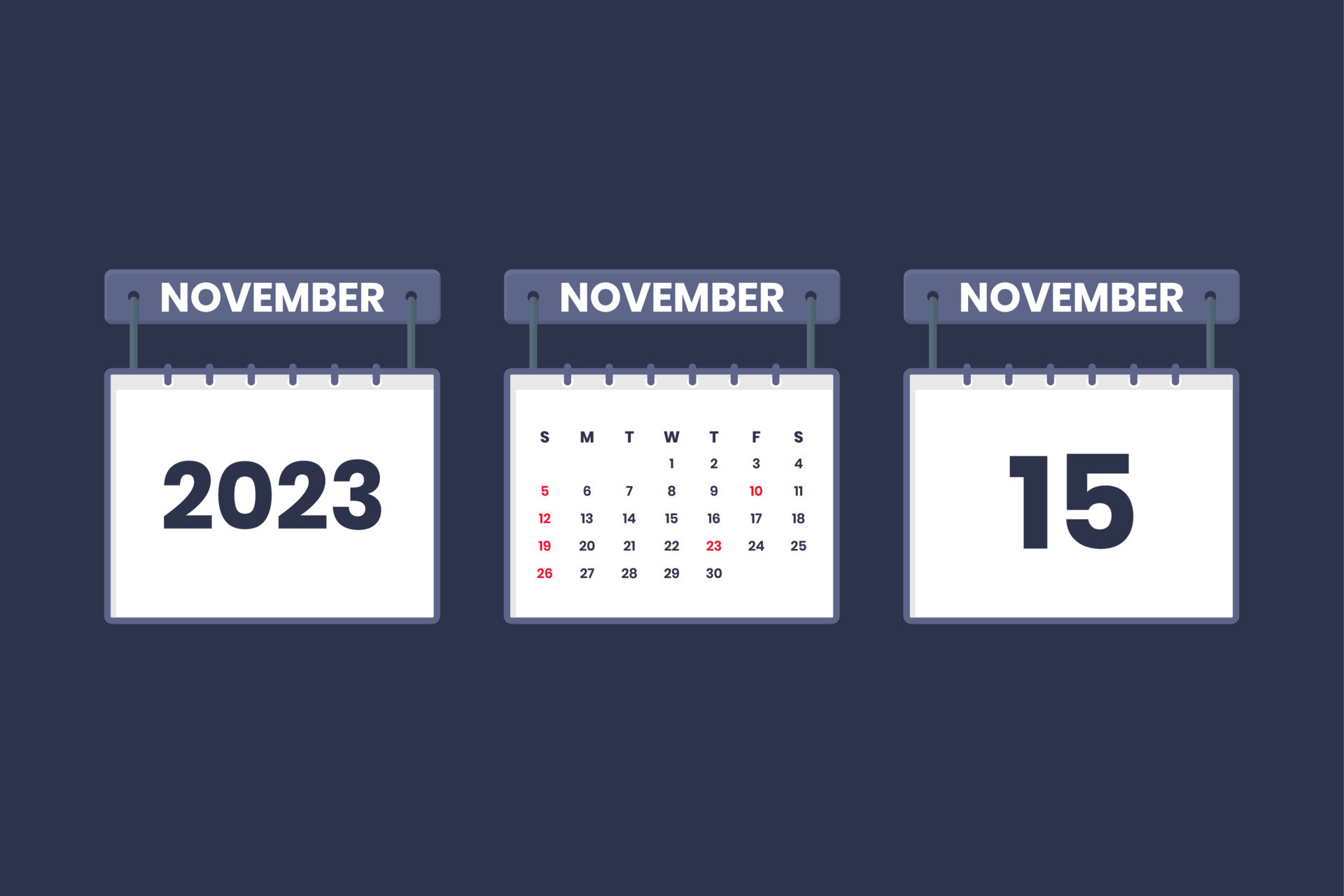 15 November 2023 calendar icon for schedule, appointment, important date concept 13016703 Vector