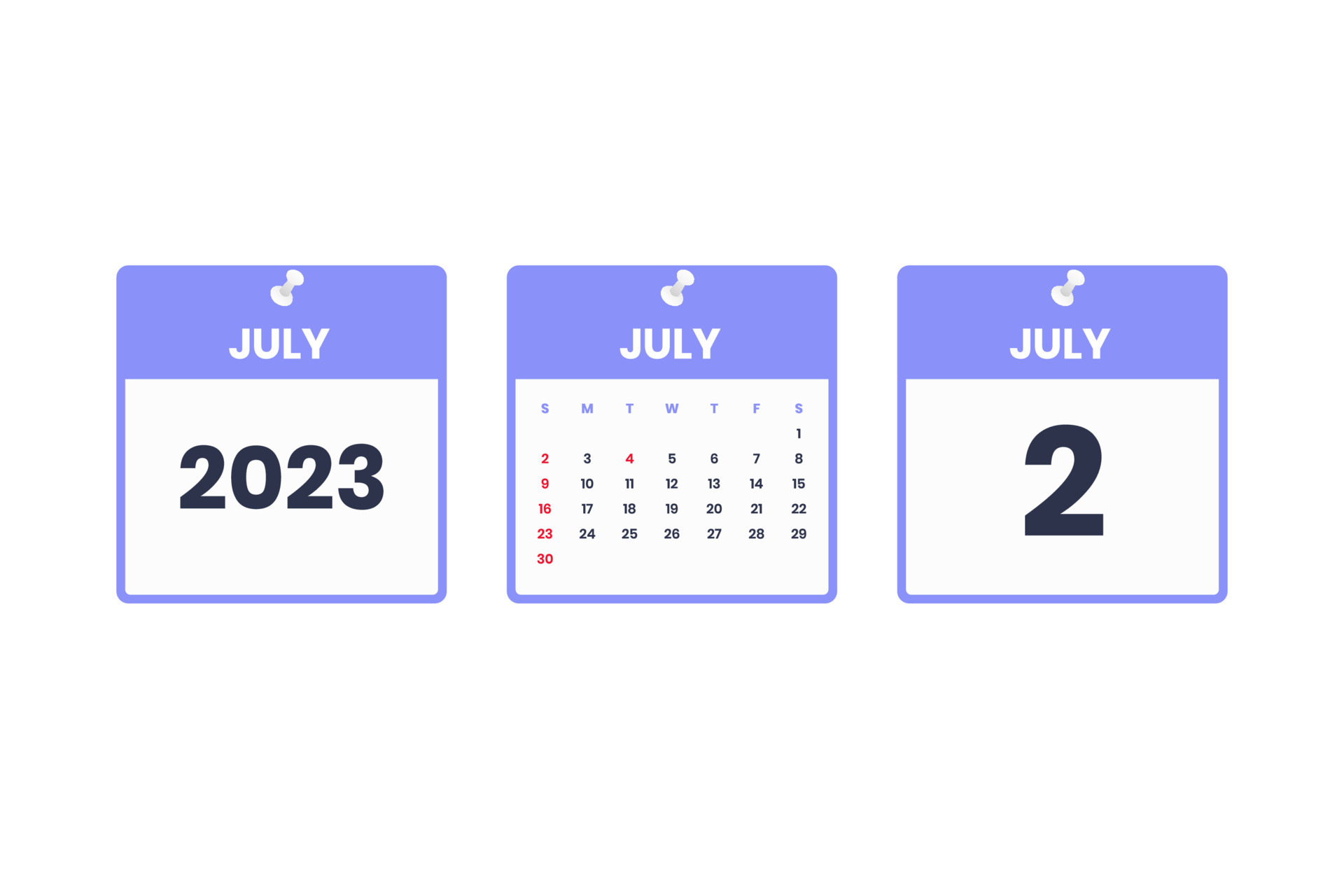 July calendar design. July 2 2023 calendar icon for schedule, appointment, important date