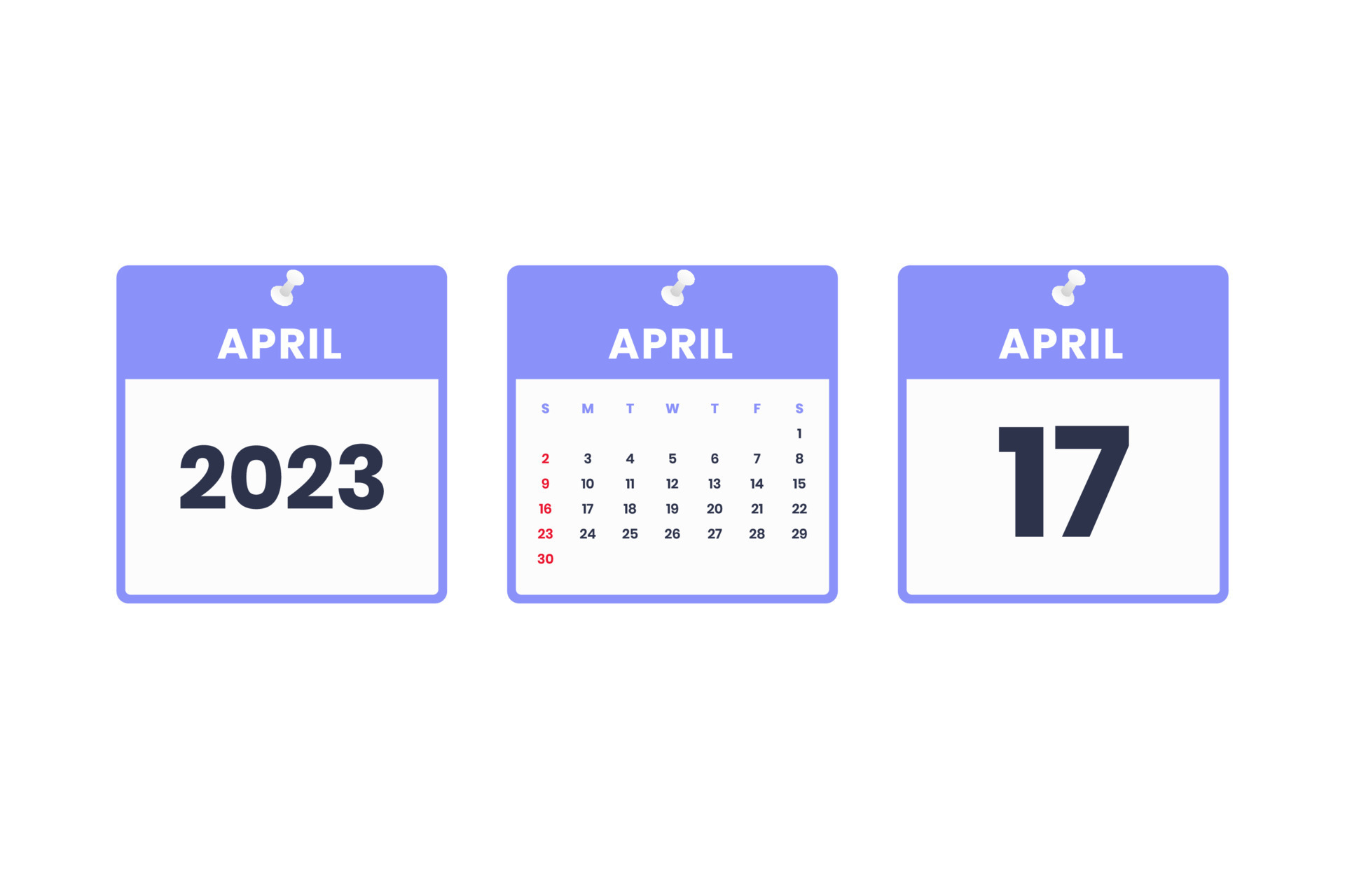 April calendar design. April 17 2023 calendar icon for schedule, appointment, important date