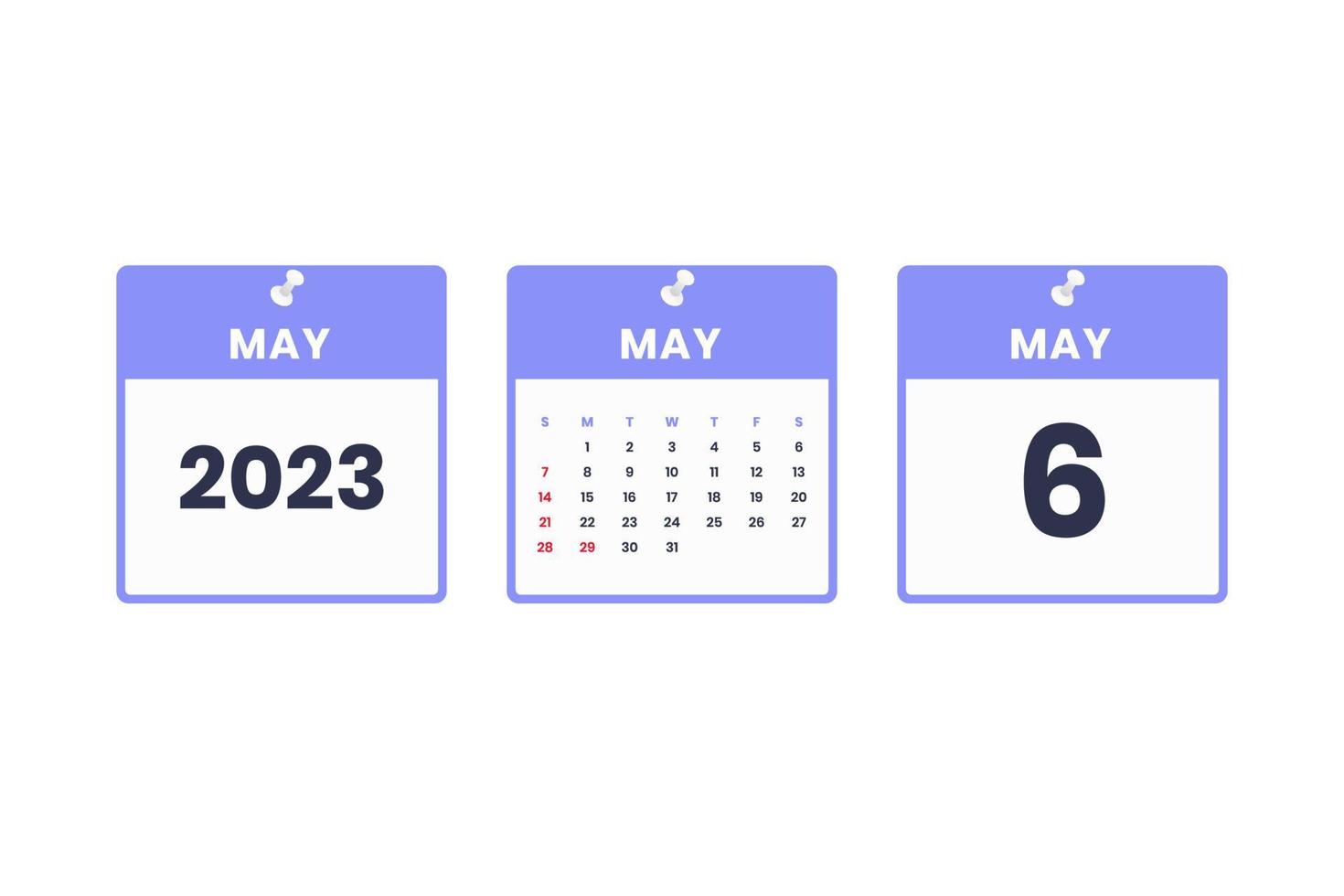 May calendar design. May 6 2023 calendar icon for schedule, appointment, important date concept vector