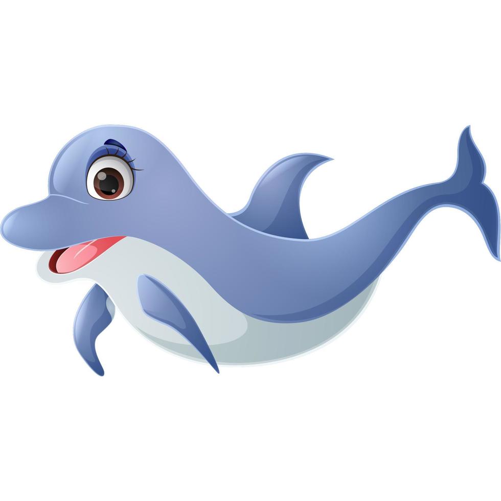 Cute dolphin cartoon on white background vector