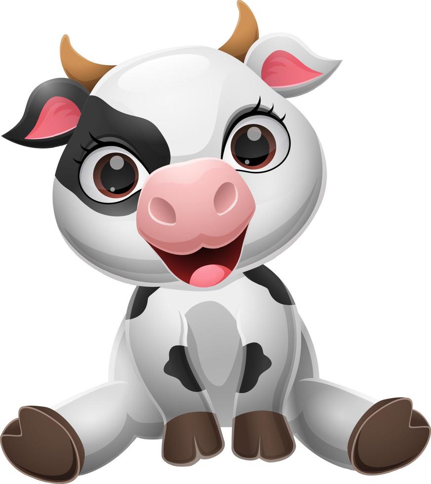 Cute baby cow cartoon sitting vector