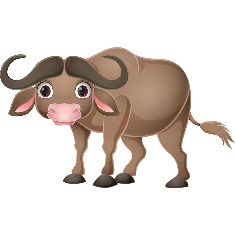 Cute buffalo cartoon on white background vector