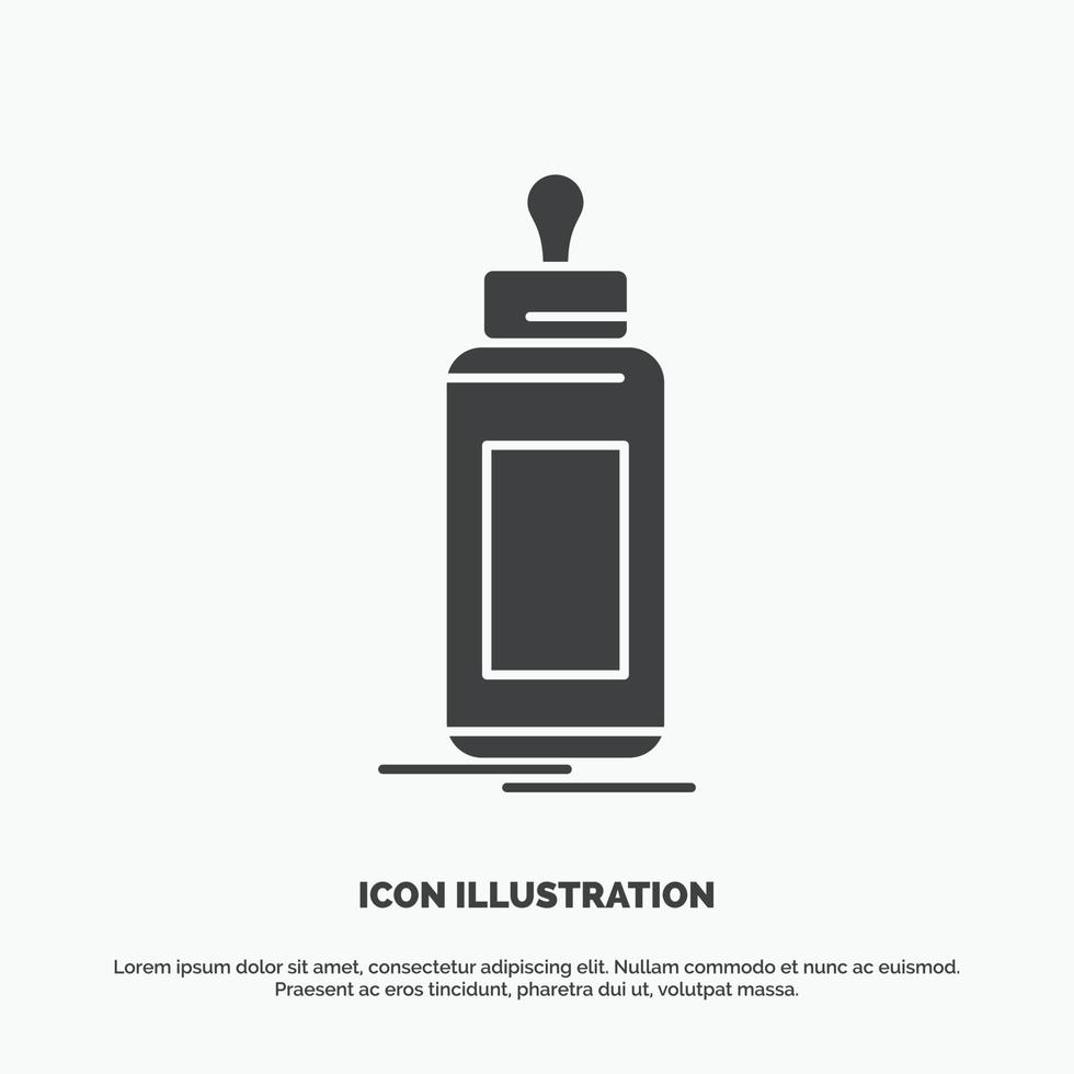 alimentador. botella. niño. bebé. icono de leche. símbolo gris vectorial de glifo para ui y ux. sitio web o aplicación móvil vector