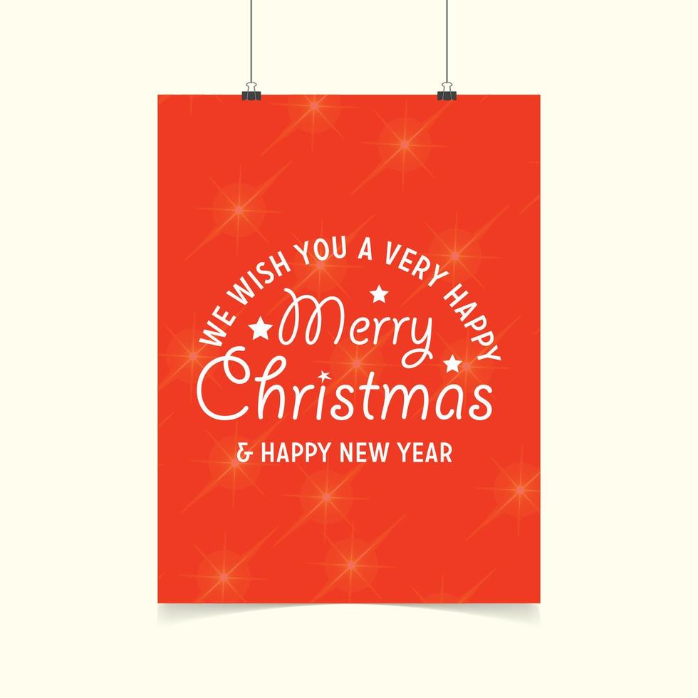 we Wish you a Very Happy Merry Christmas and Happy New year Glowing Orange background Poster vector