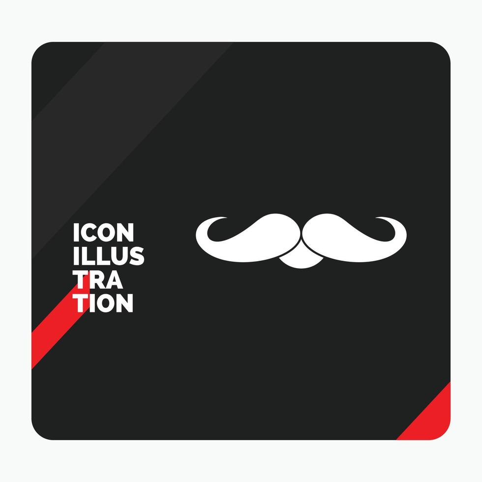Red and Black Creative presentation Background for moustache. Hipster. movember. male. men Glyph Icon vector
