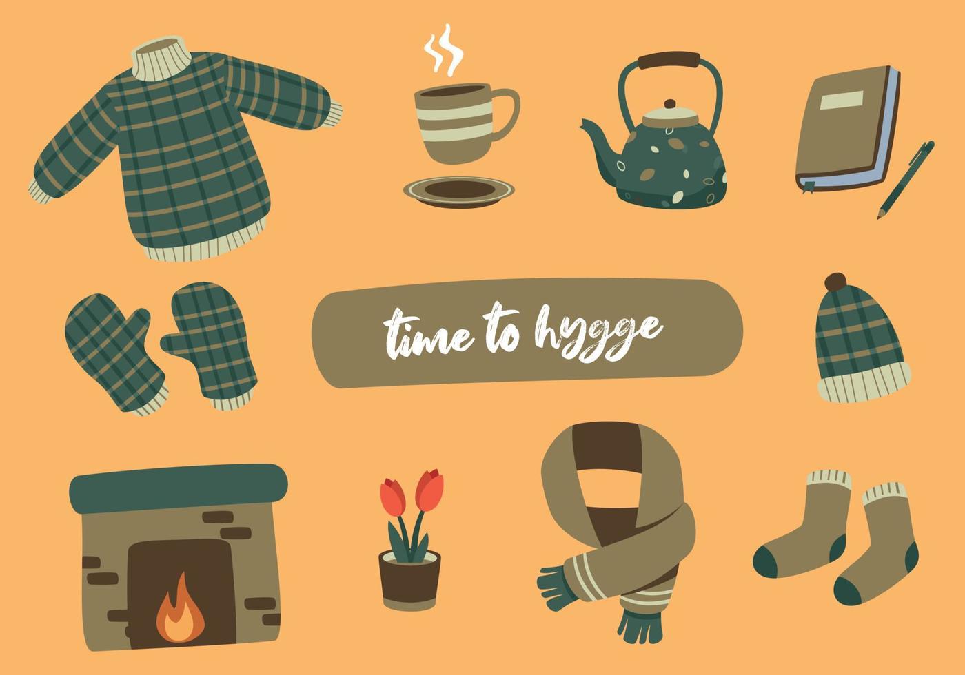 Perfect Time To Hygge Element Collection Set vector