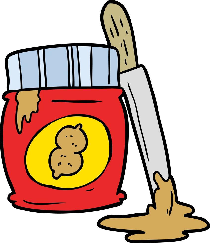 retro grunge texture cartoon butter jar with knife vector
