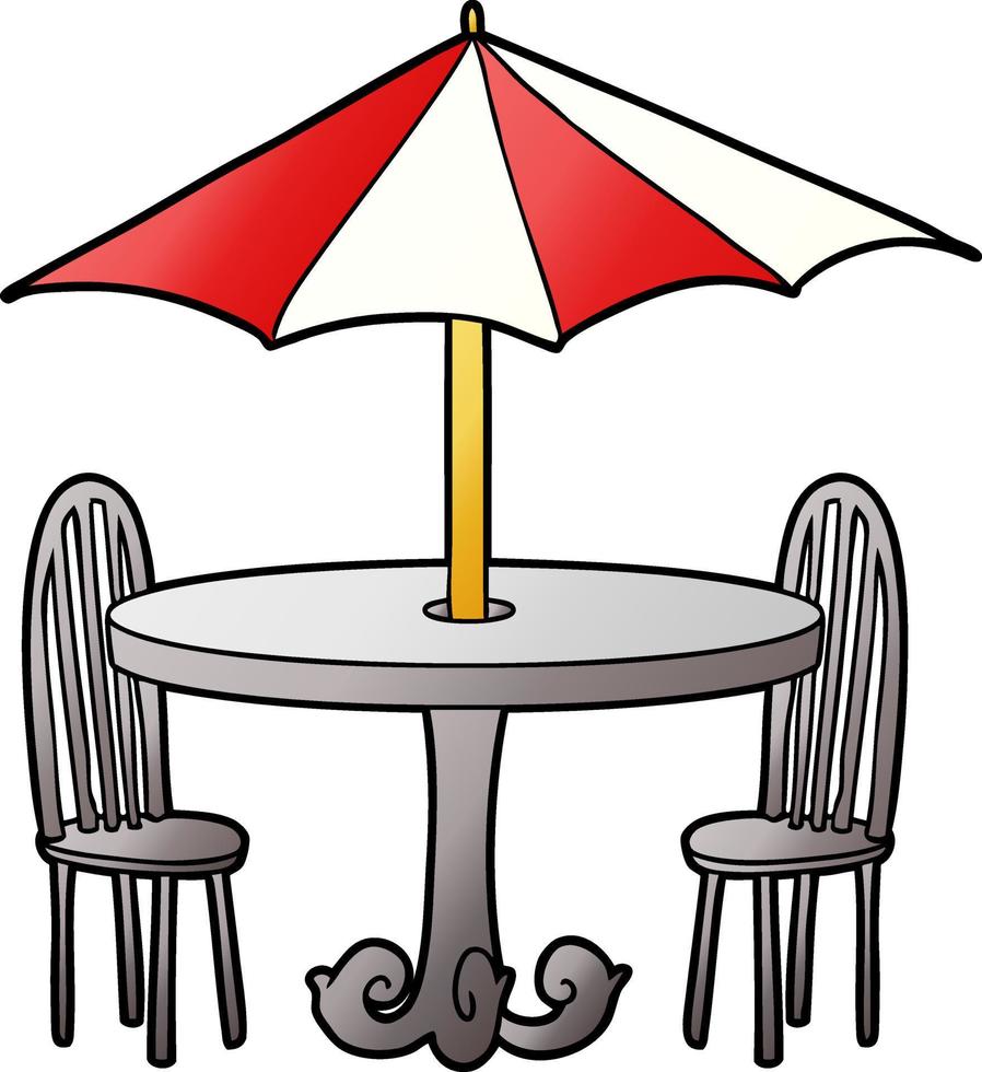 doodle character cartoon cafe table with chair vector