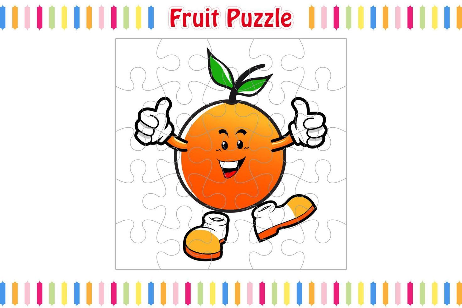 juego de rompecabezas de frutas para niños, página de actividad de la de trabajo de color de piezas de ilustración vectorial aislada, estilo de dibujos animados de mascota 13017031 Vector