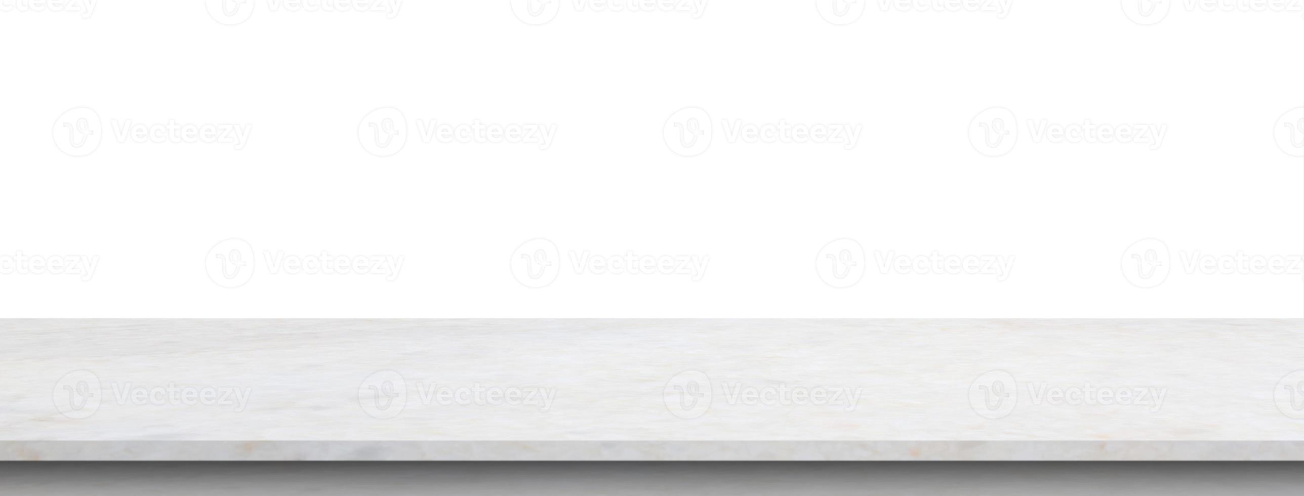 white marble stone table top isolated on white background for product display photo