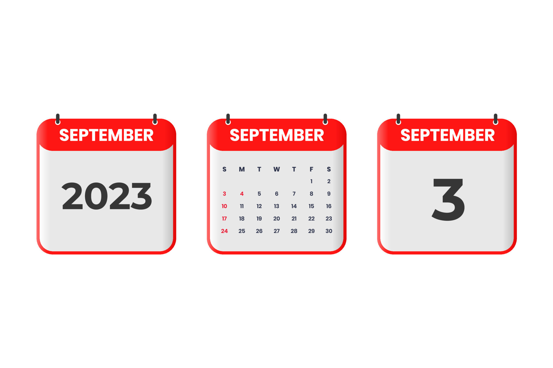 September 2023 calendar design. 3rd September 2023 calendar icon for schedule, appointment