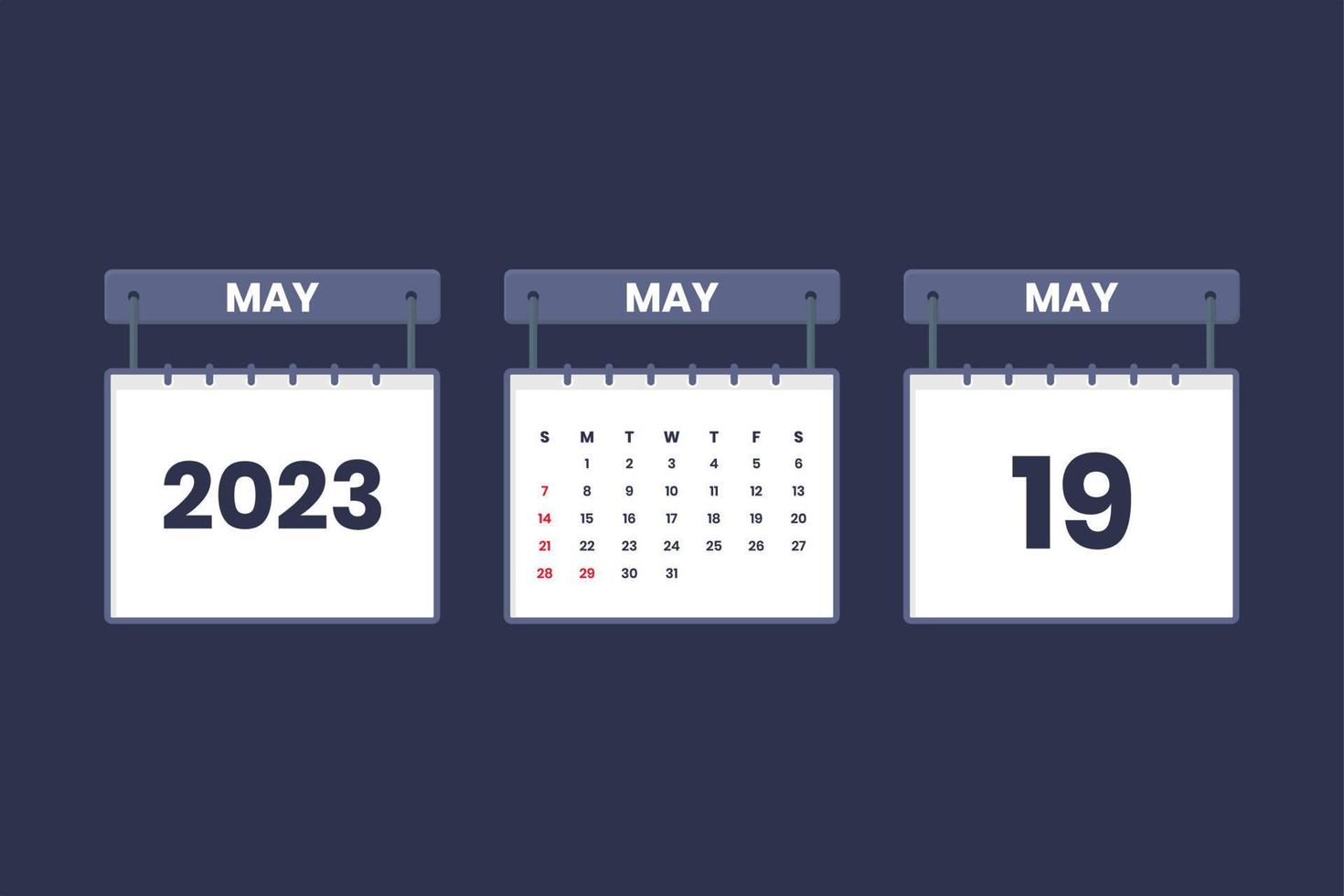 19 May 2023 calendar icon for schedule, appointment, important date concept vector