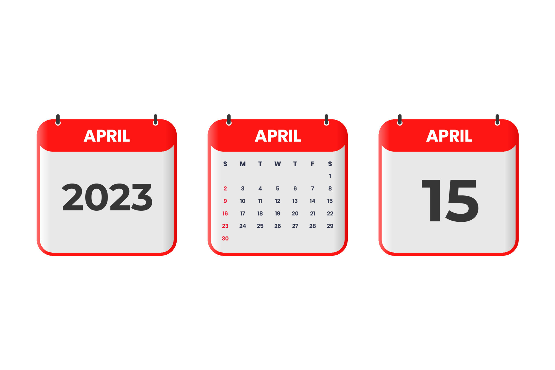 April 2023 calendar design. 15th April 2023 calendar icon for schedule, appointment, important