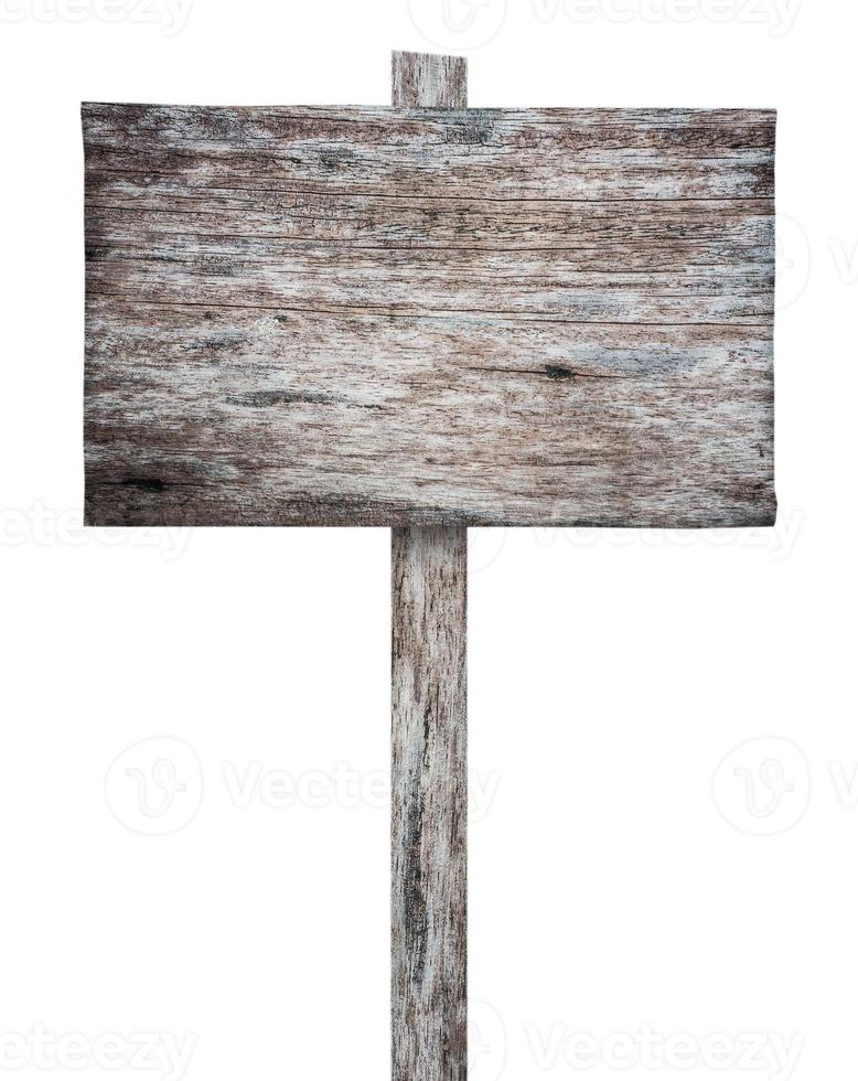 Old wooden sign isolated on white background photo