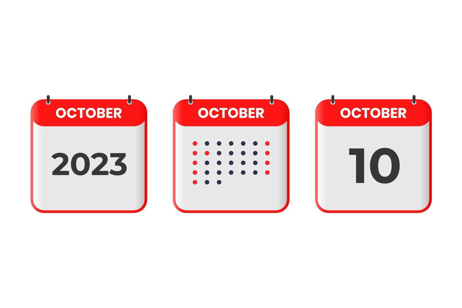 10 de octubre icono de diseño de calendario. calendario 2023, cita, concepto de fecha importante vector