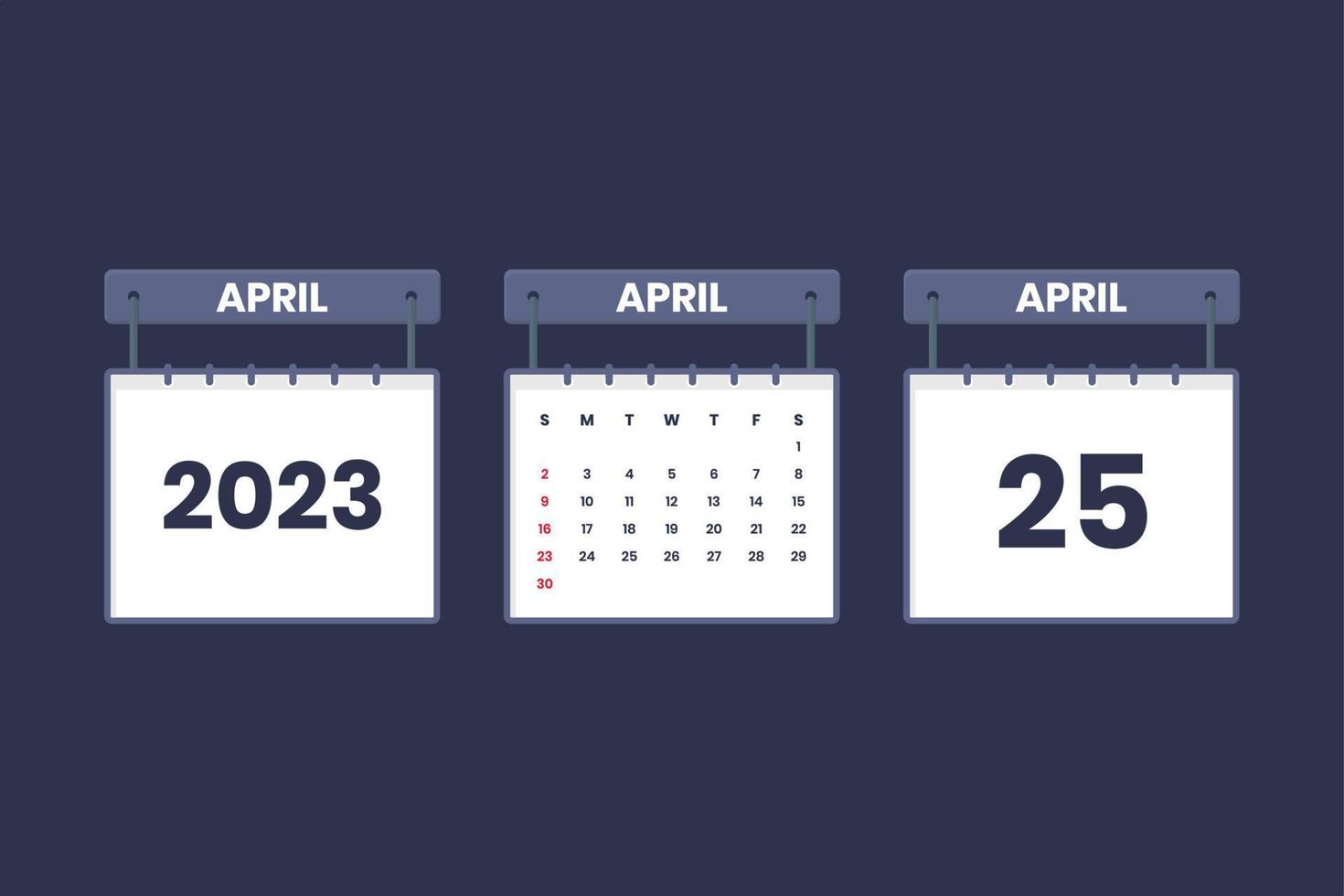 25 April 2023 calendar icon for schedule, appointment, important date