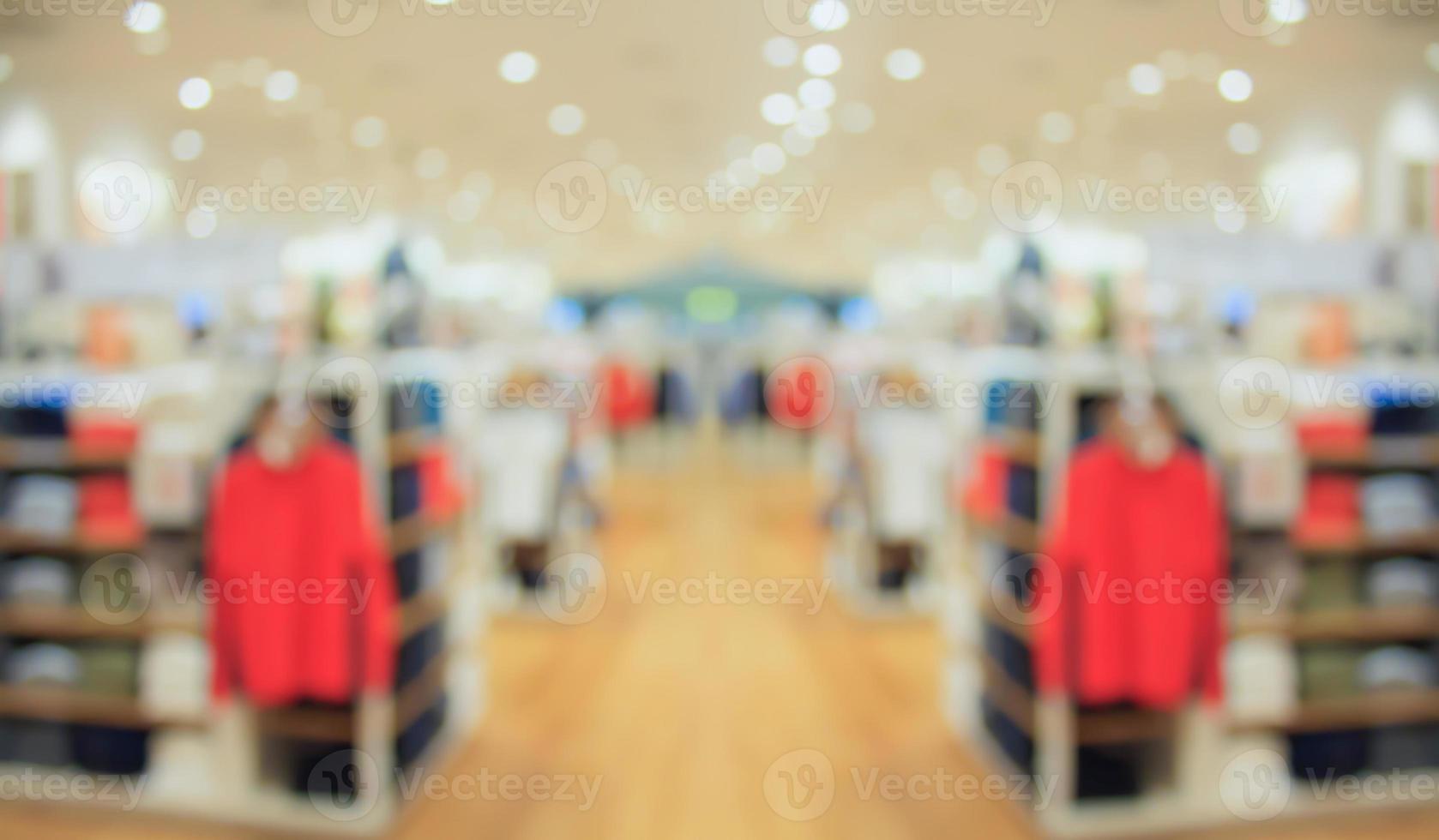 Abstract blur clothing boutique display interior of shopping mall background photo