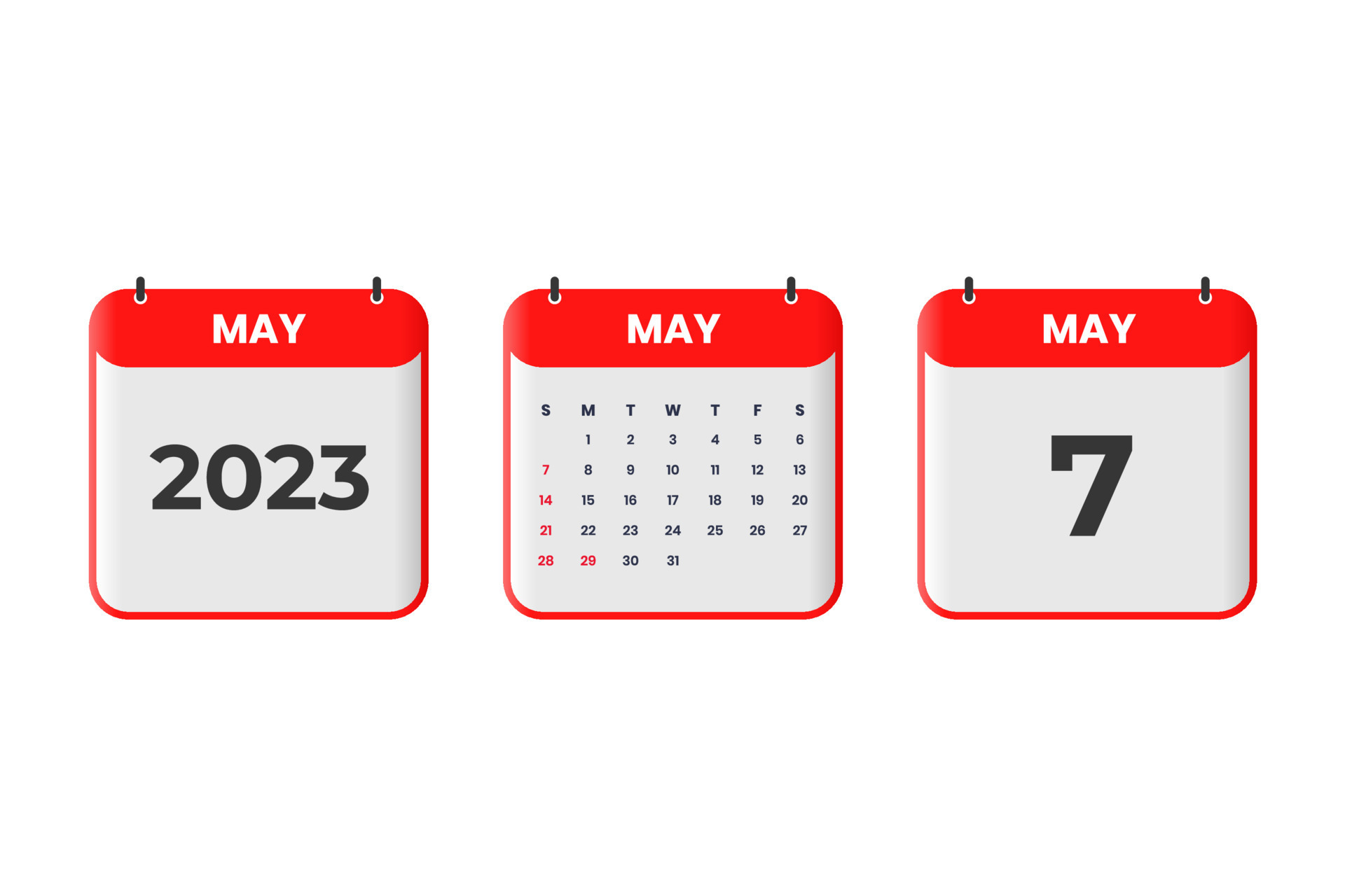 May 2023 calendar design. 7th May 2023 calendar icon for schedule