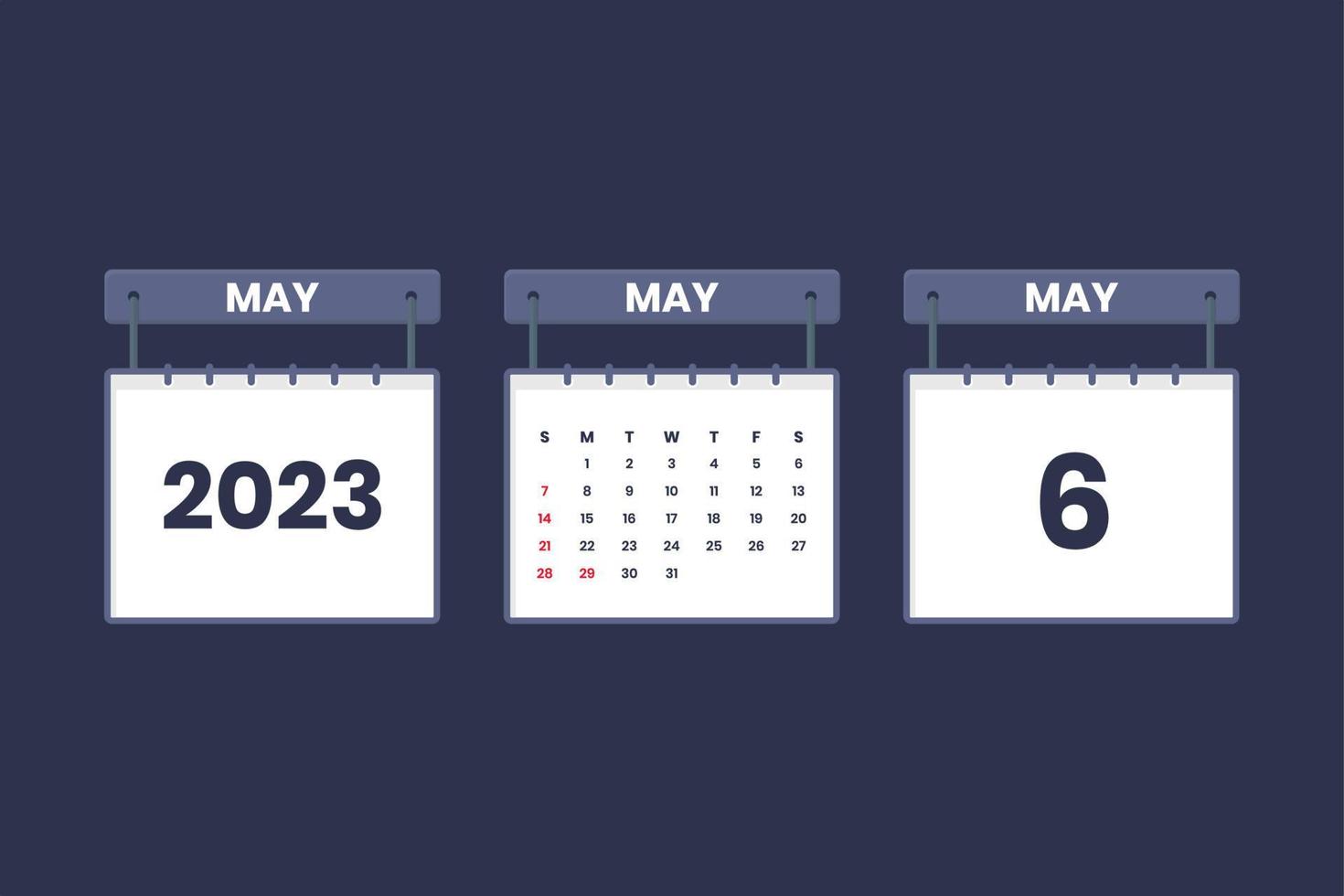 6 May 2023 calendar icon for schedule, appointment, important date concept vector