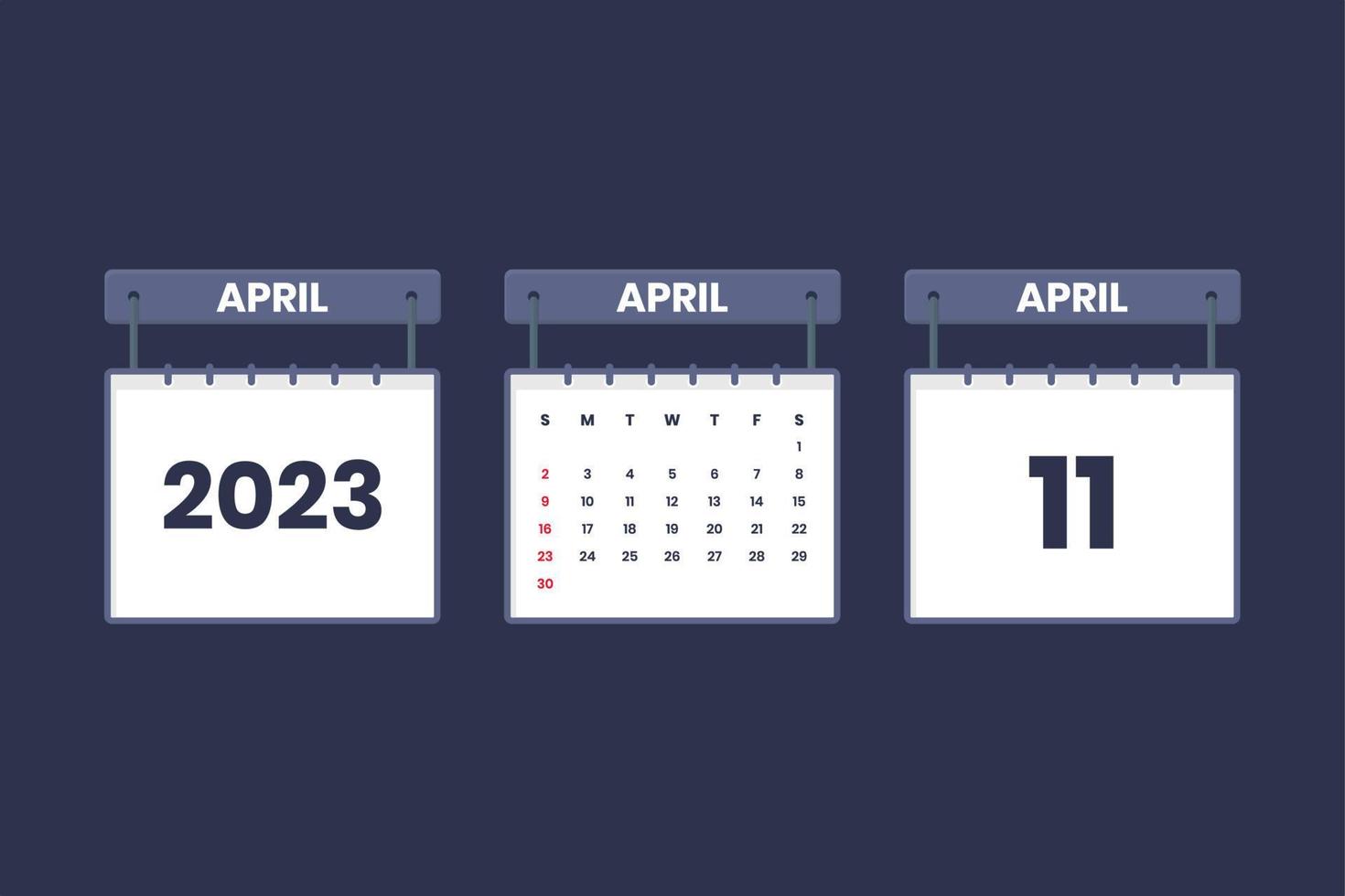 11 April 2023 calendar icon for schedule, appointment, important date concept vector