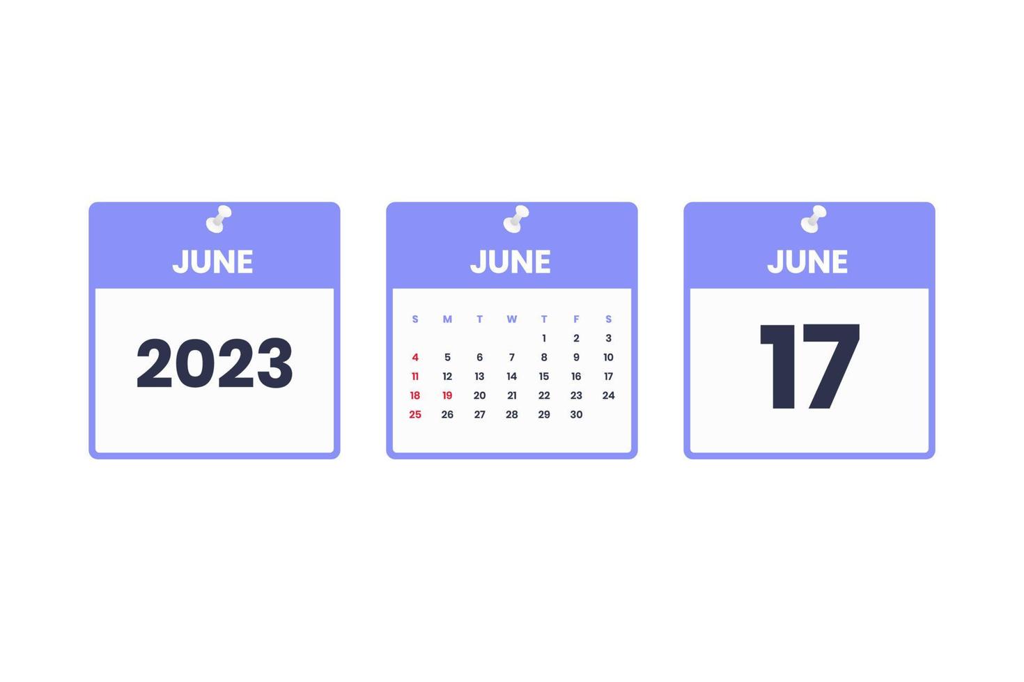 June Calendar Design June 17 2023 Calendar Icon For Schedule 