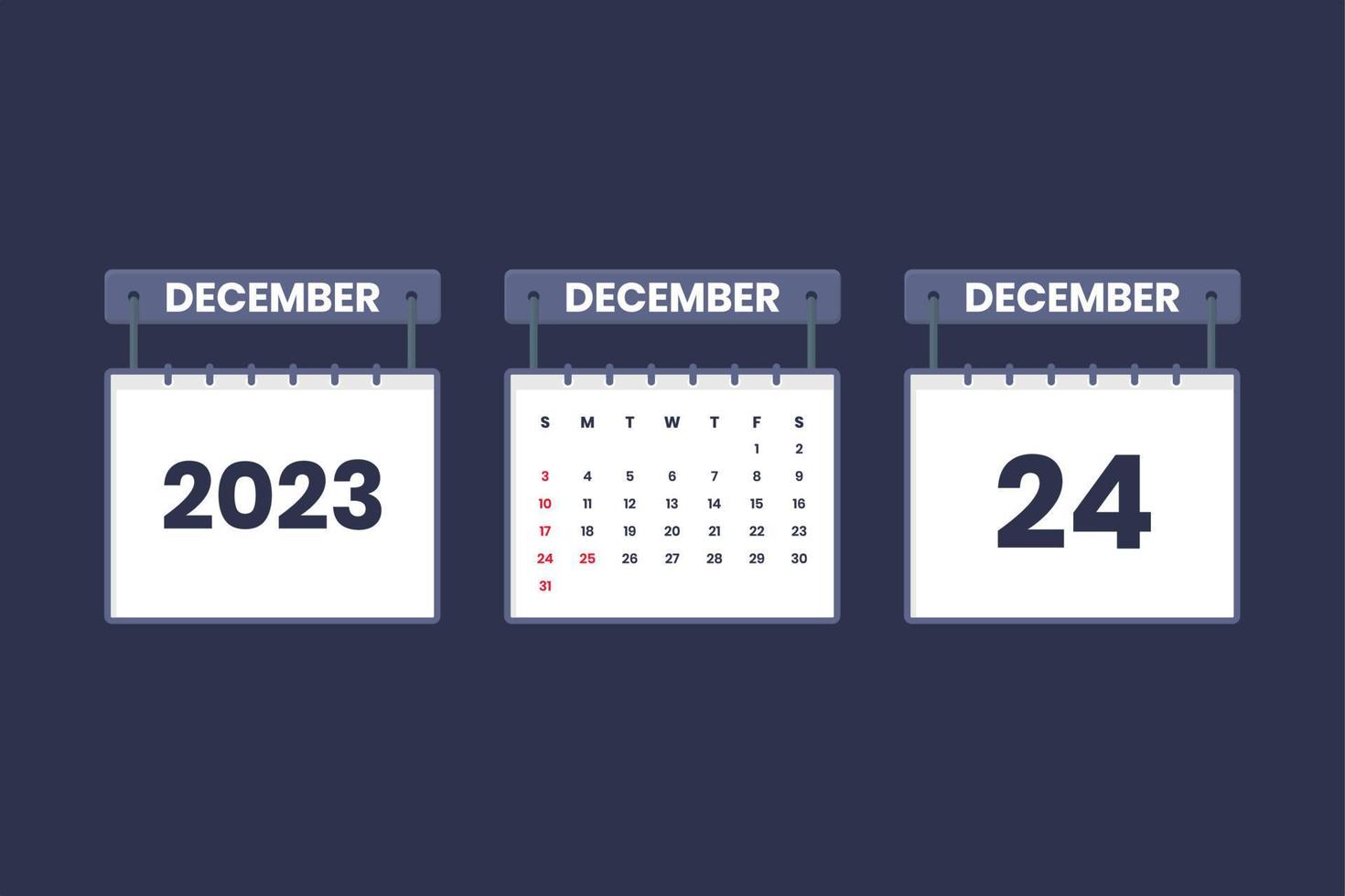 24 December 2023 calendar icon for schedule, appointment, important date concept vector
