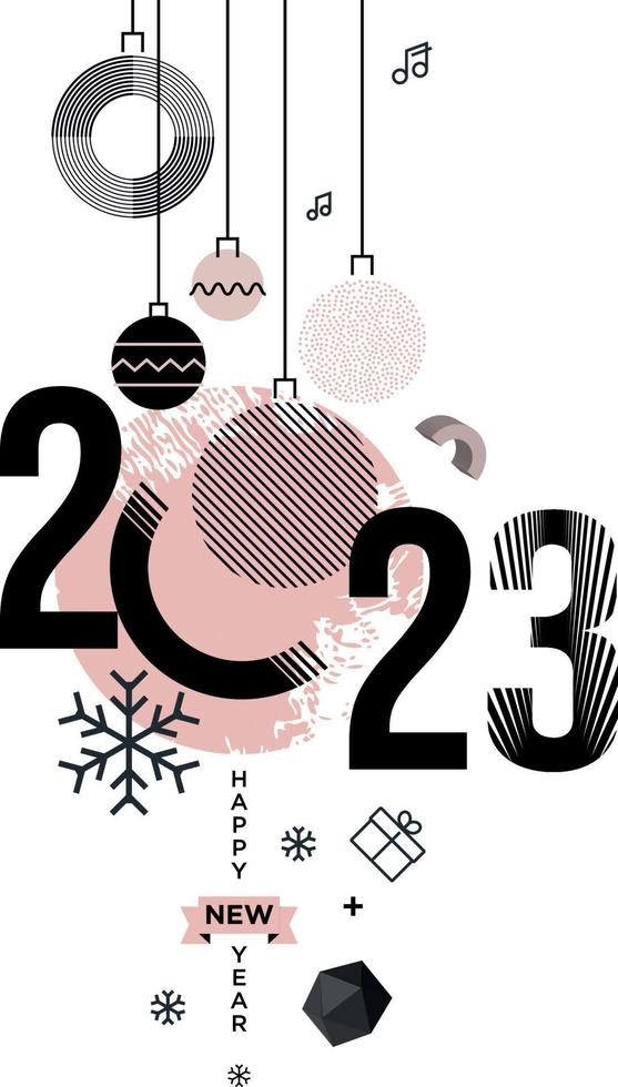 Happy New Year 2023 greeting card. Vector illustration concept for background, greeting card, party invitation card, website banner, social media banner, marketing material.