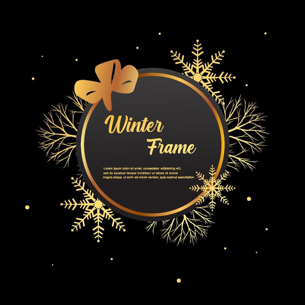 Winter round frame with snowflake and space for text. vector