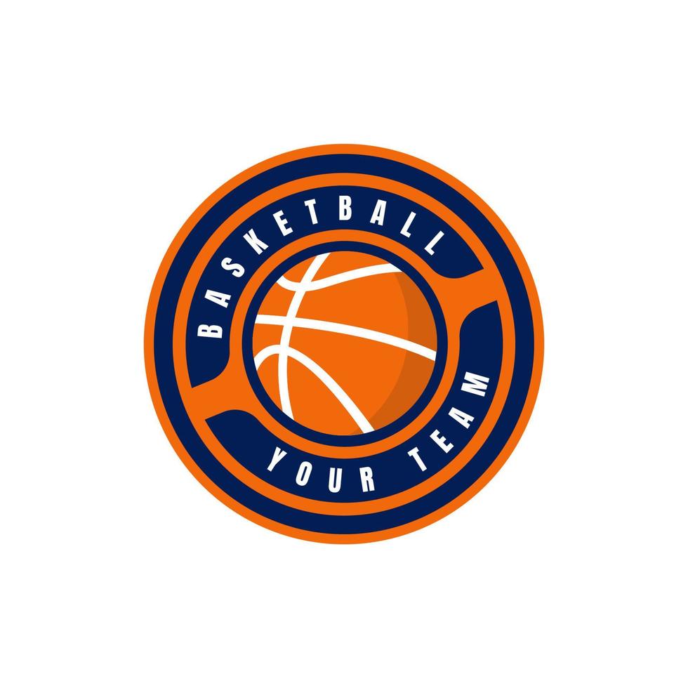 Logo emblem of basketball competition. basketball emblem on the background of circle. Sports club, team logo template. Badge, icon, ball, shield. Isolated vector illustration.