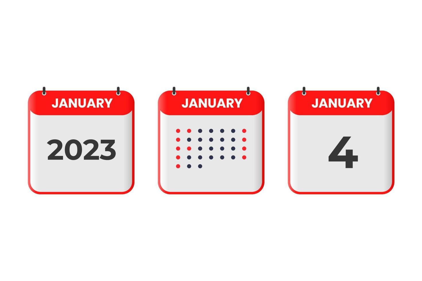 January 4 calendar design icon. 2023 calendar schedule, appointment, important date concept vector