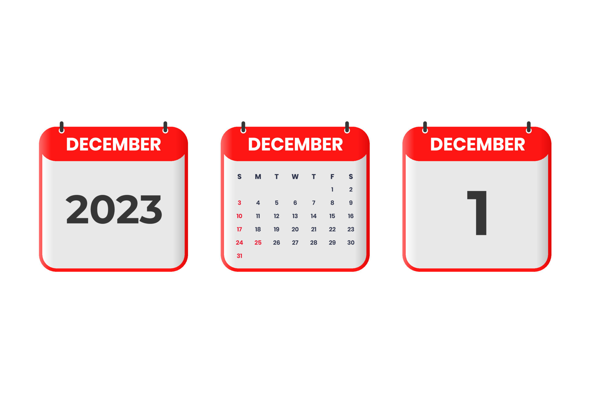 December 2023 calendar design. 1st December 2023 calendar icon for schedule, appointment